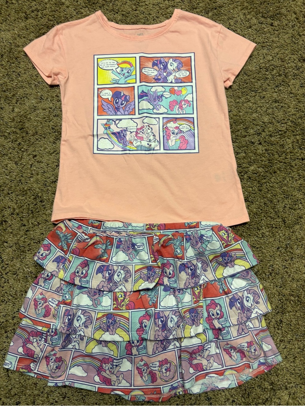 Peach My Little Pony Graphic Tee & Ruffle Skirt Set